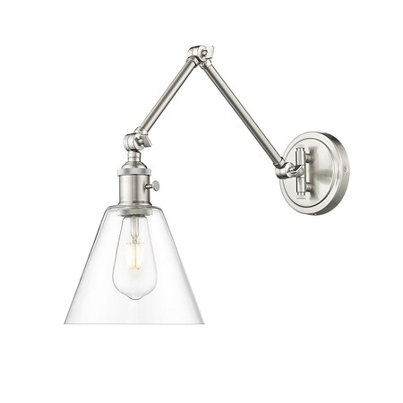 Z-Lite Gayson Wall Sconce, 1-Light, 7.75 In.W x 30.5 In.L x 7.75 In.H, Brushed Nickel/Brushed Nickel 348S-BN